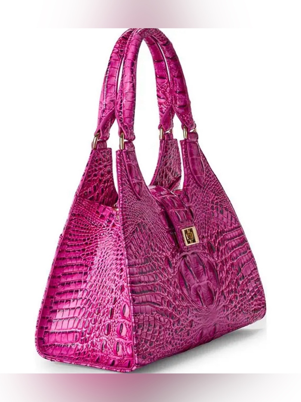 Brahmin Adrian Satchel Electric Fuchsia Melbourne Leather NWT - Picture 4 of 7